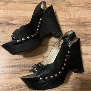 Michael Kors Studded Black 9.5 Slingback Wedge